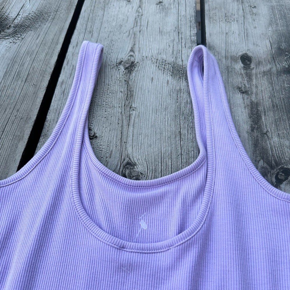 NWT Lilac Purple Cotten Ribbed Mini Dress Sleeveless (L) Love Tree - Picture 6 of 8